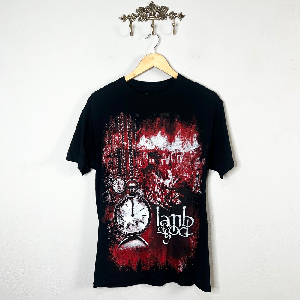 Lamb of God Band T Shirt Mens Size Medium Graphic Tee Navy Cotton Short‎ Sleeve